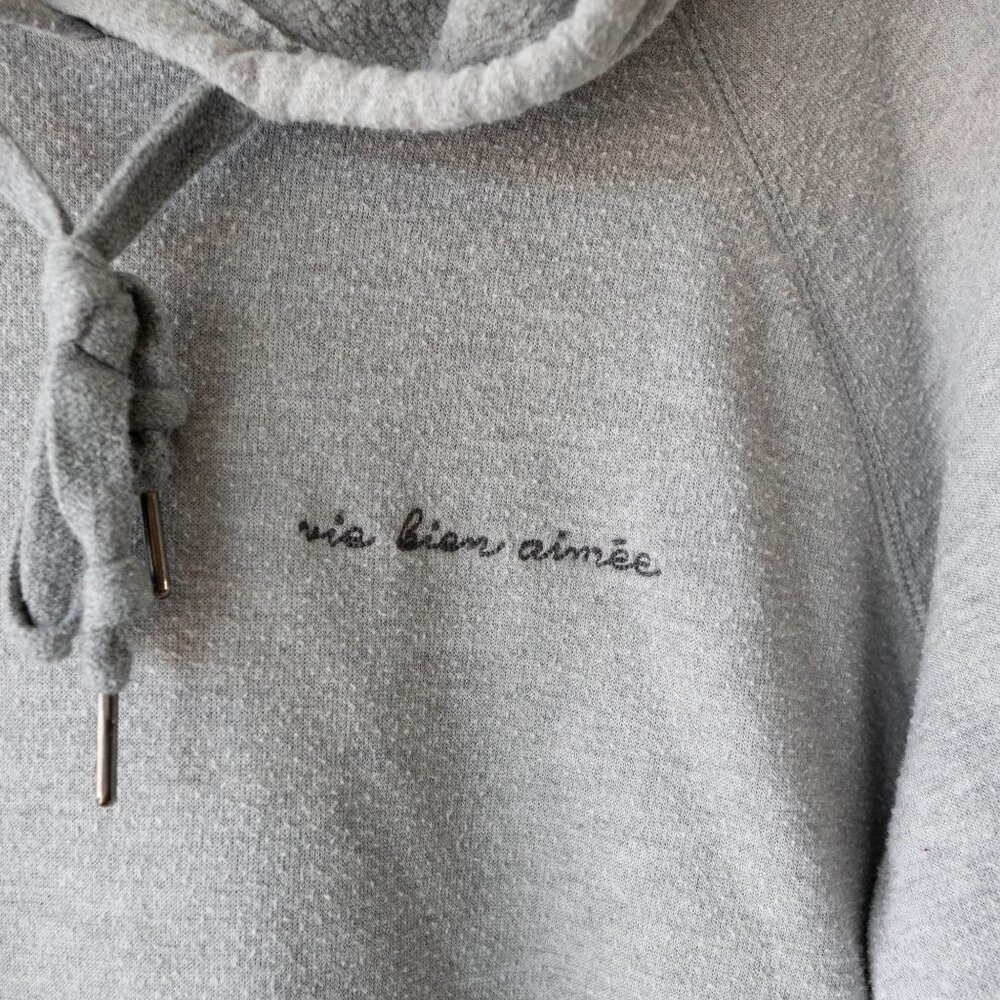 Magnolia Gray Hoodie Womens M French Script Made Usa Soft Pullover View 3